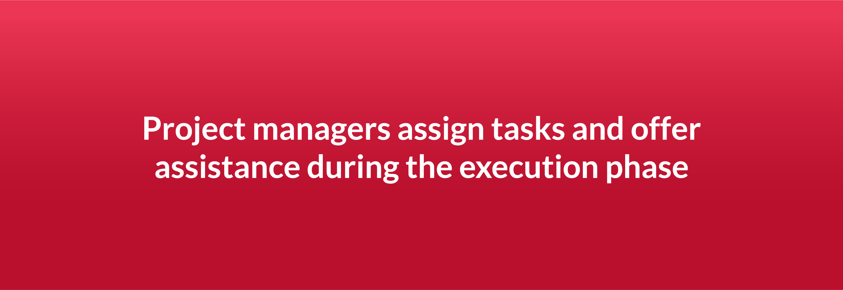 Project managers assign tasks and offer assistance during the execution phase