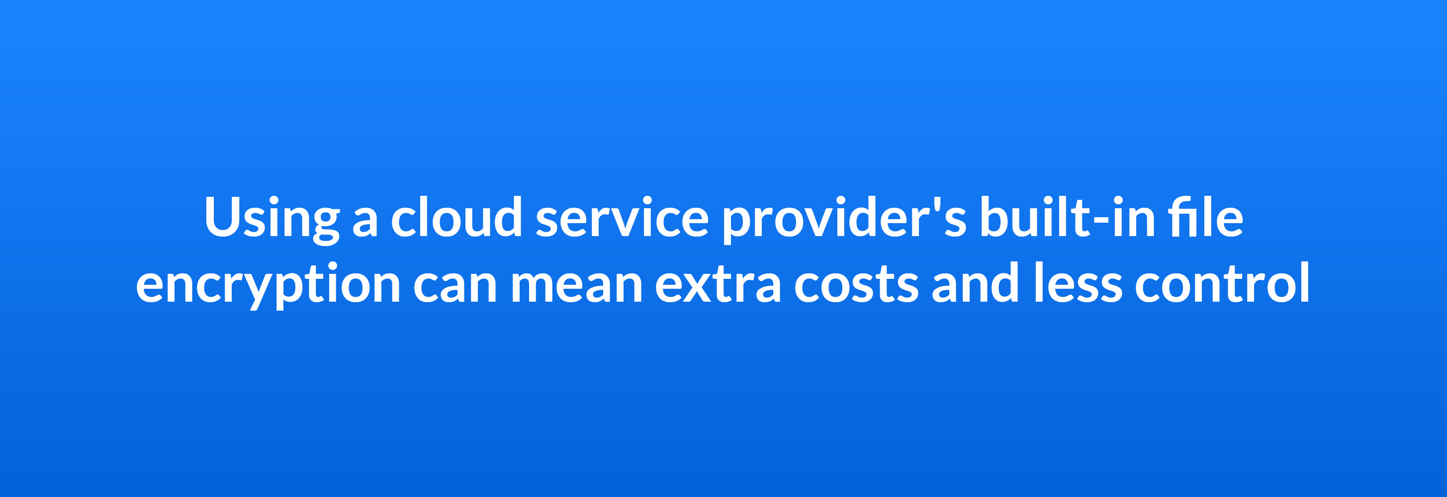 Using a cloud service provider's built-in file encryption can mean extra costs and less control