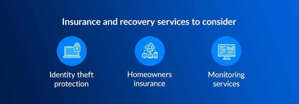 Insurance and recovery services to consider - identity theft protection, homeowners insurance, monitoring services