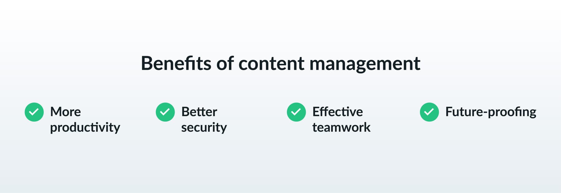 Benefits of content management - more productivity, better security, effective teamwork, future-proofing