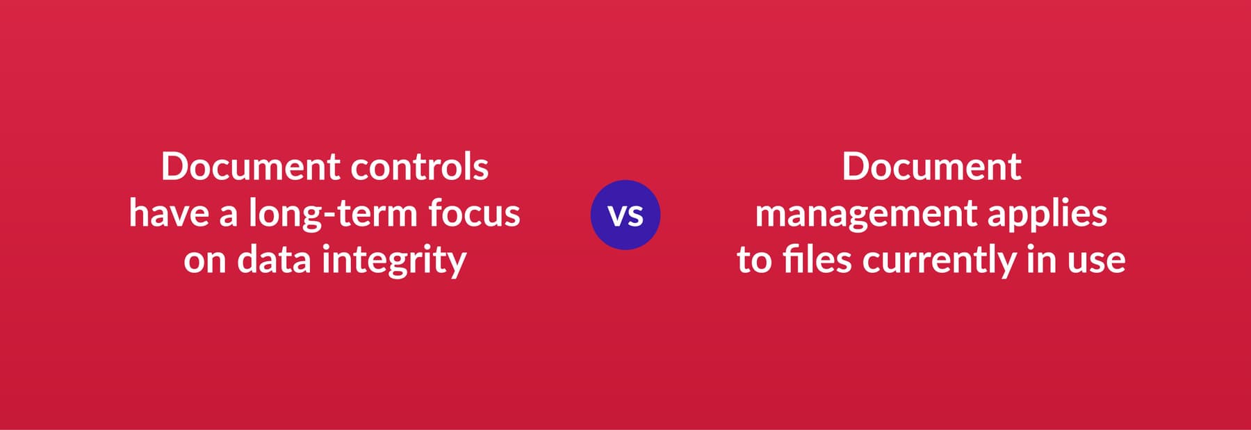 Document controls have a long-term focus on data integrity vs. document management applies to files currently in use