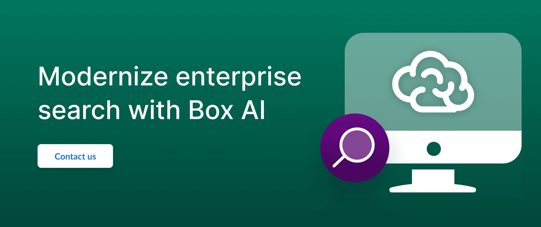 Call-to-action graphic highlighting Box AI for enterprise search modernization.