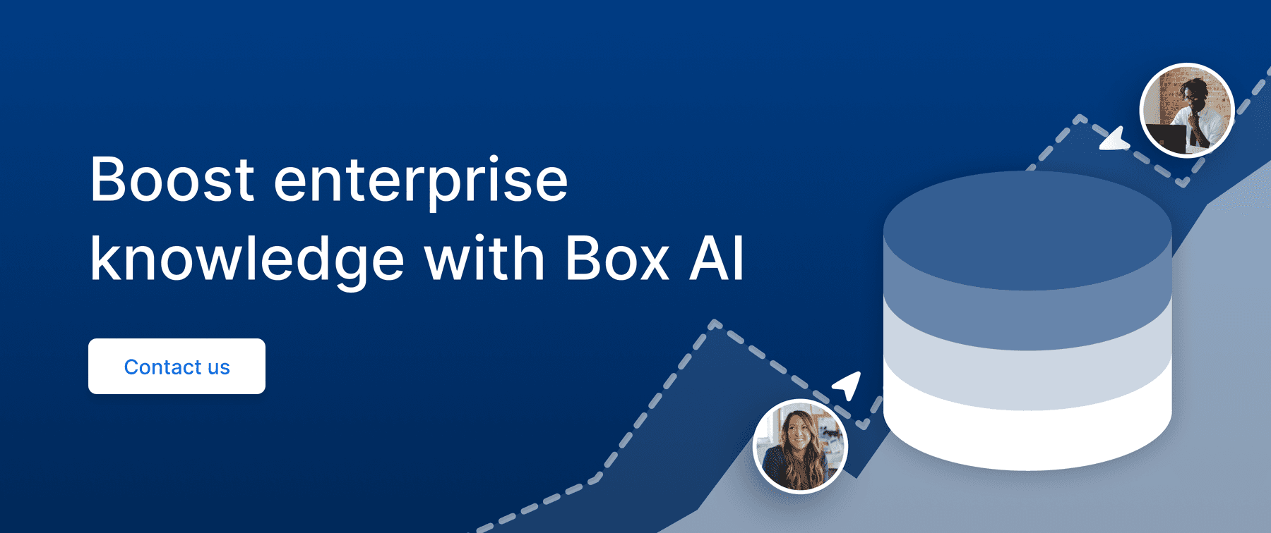 Call-to-action graphic promoting Box AI for enterprise knowledge management.