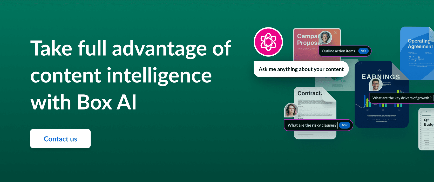 Call to action to take full advantage of content intelligence with Box AI