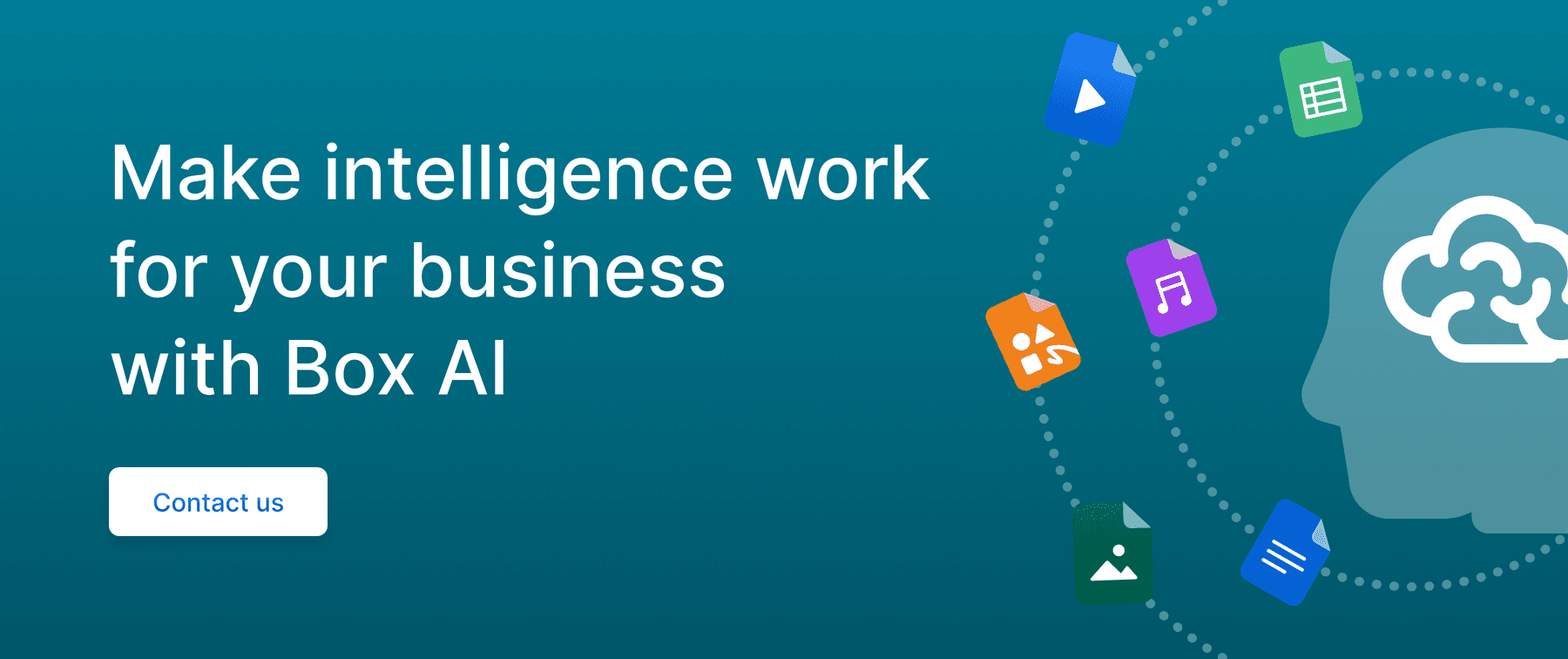 Call to action to make intelligence work for your business with Box AI.