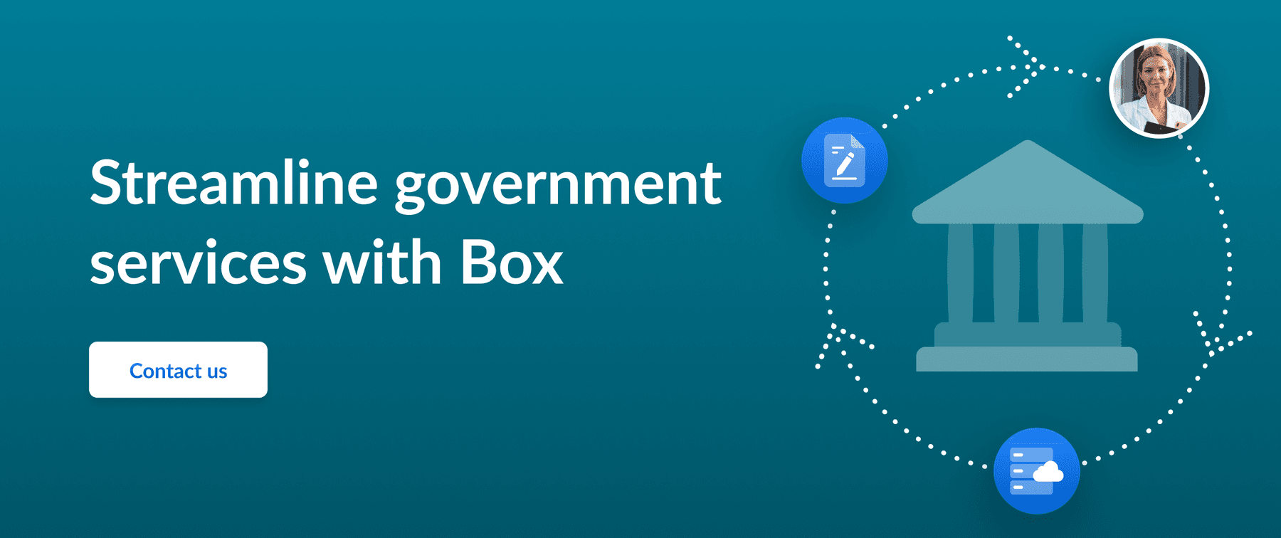 Banner with a call to action to contact Box for cloud government services